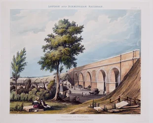 Viadukt i Watford, 1837 (handfärgad gravyr)